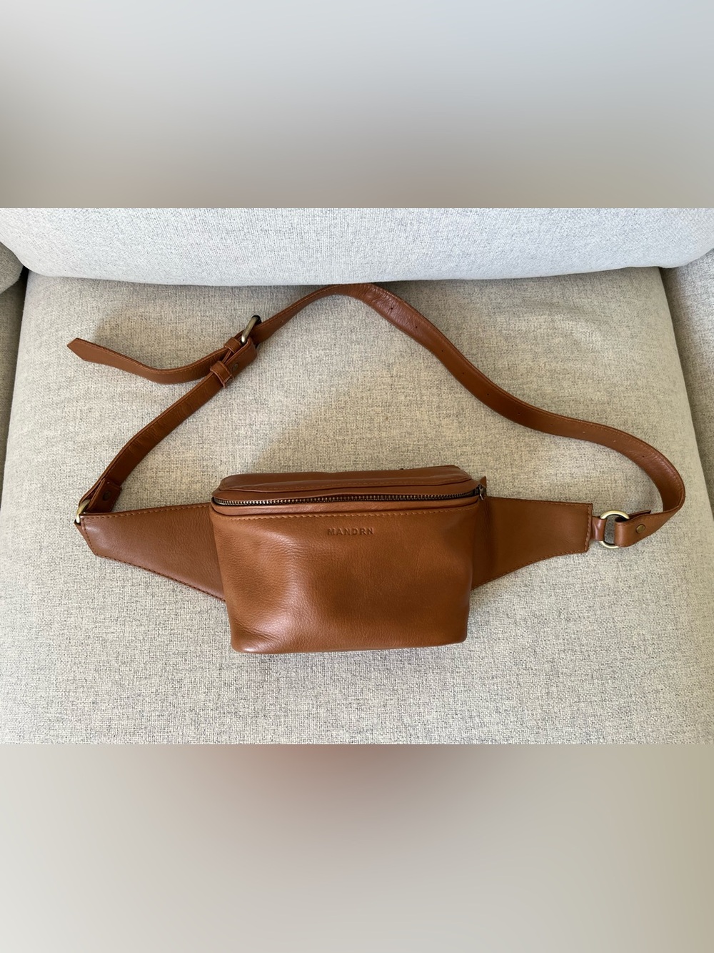 Mandrn Remy tan leather belt bag